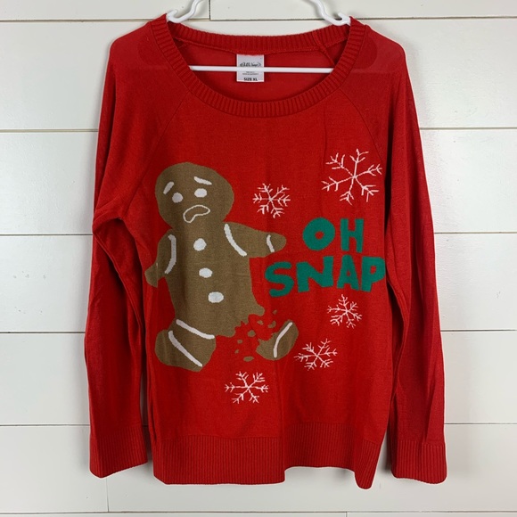 Ugly Christmas Sweater Sweaters - Oh Snap Gingerbread Ugly Christmas Sweater